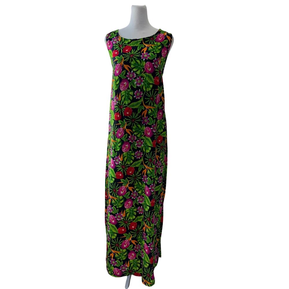 Vintage Y2K Dressing Clio Tropical Floral Sleeveless Lightweight Maxi Dress